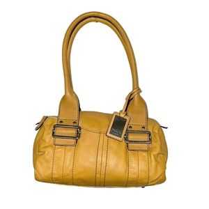 Tignanello Genuine Leather Mustard Yellow Boston Shoulder or Hand Bag